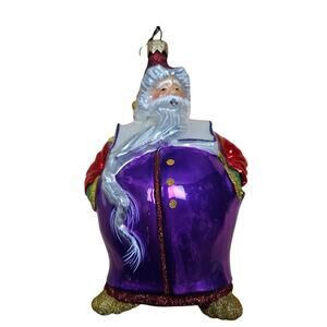 Vintage German mouth-blown hand-painted glass Santa Clause Ornament Christmas